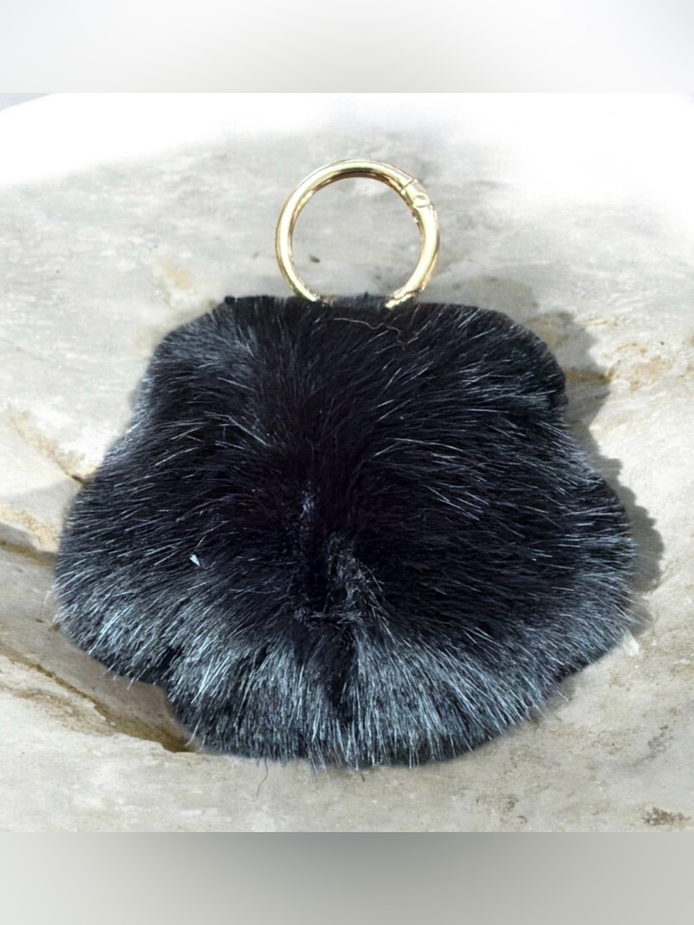 Cat Fluffly Paw Keychain Black and White | Plush Faux Fur Bag Charm NEW - Picture 2 of 2